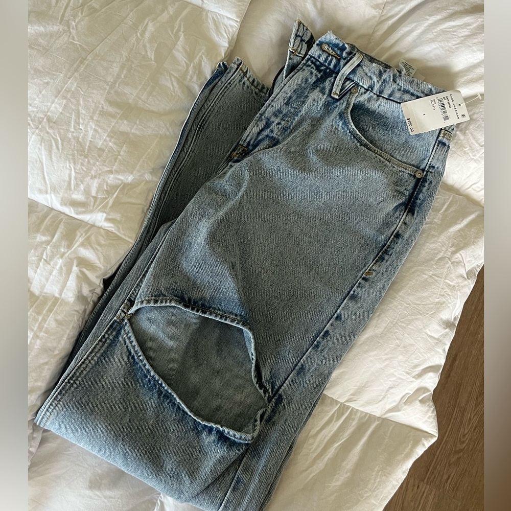 good american NWT 90’s jeans high rise slits in thighs